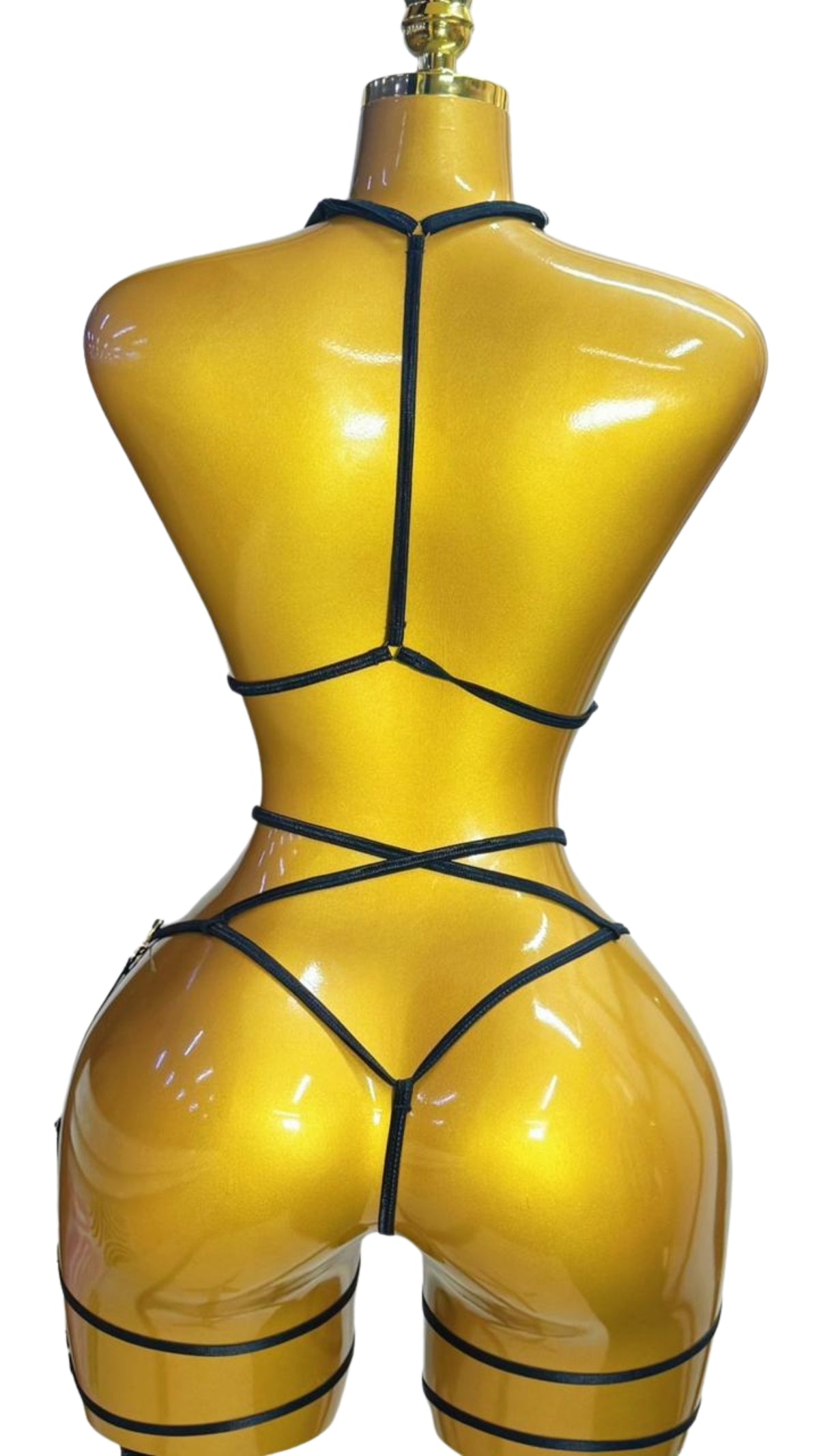 Leopard Print Halter Crop & Strappy Thong Set #1852 - Back view