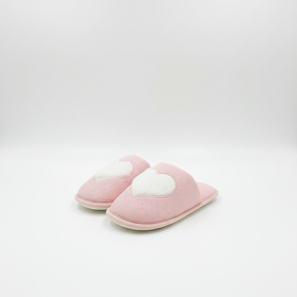 Front view packshot - Pink heart slippers