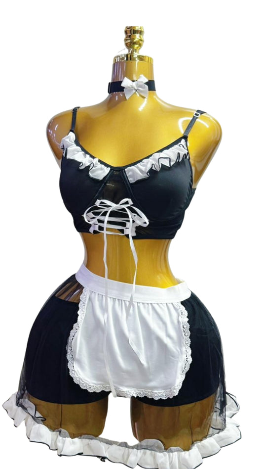 French Maid Costume Lingerie Set #6058 - Front view