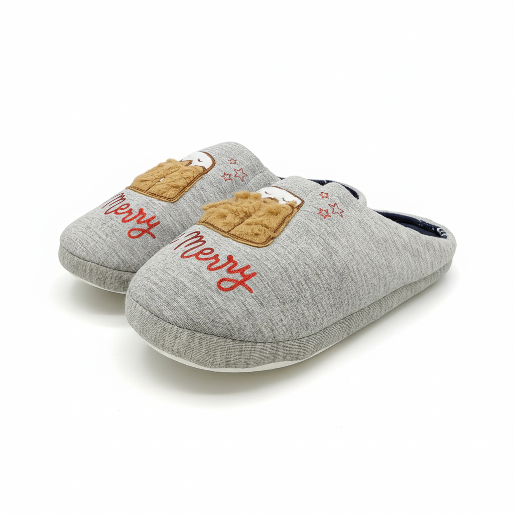 Angled view - Be Merry slippers