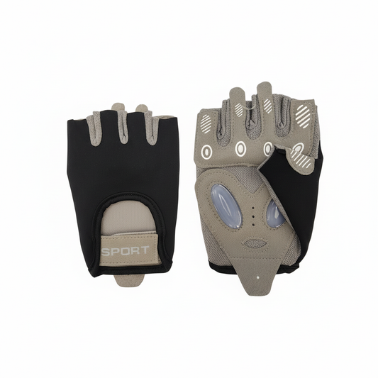 Black & beige gloves - pair back view