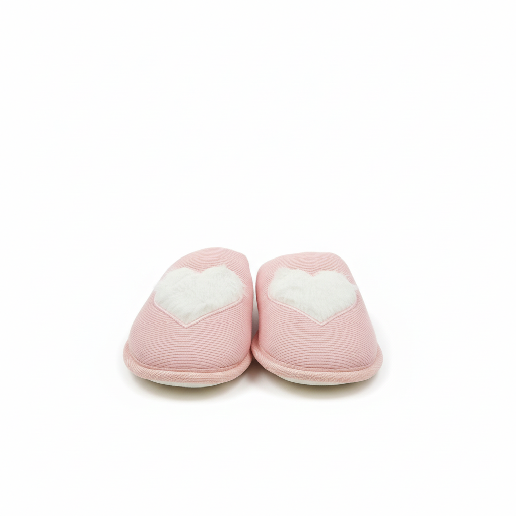 Front view packshot - Pink heart slippers
