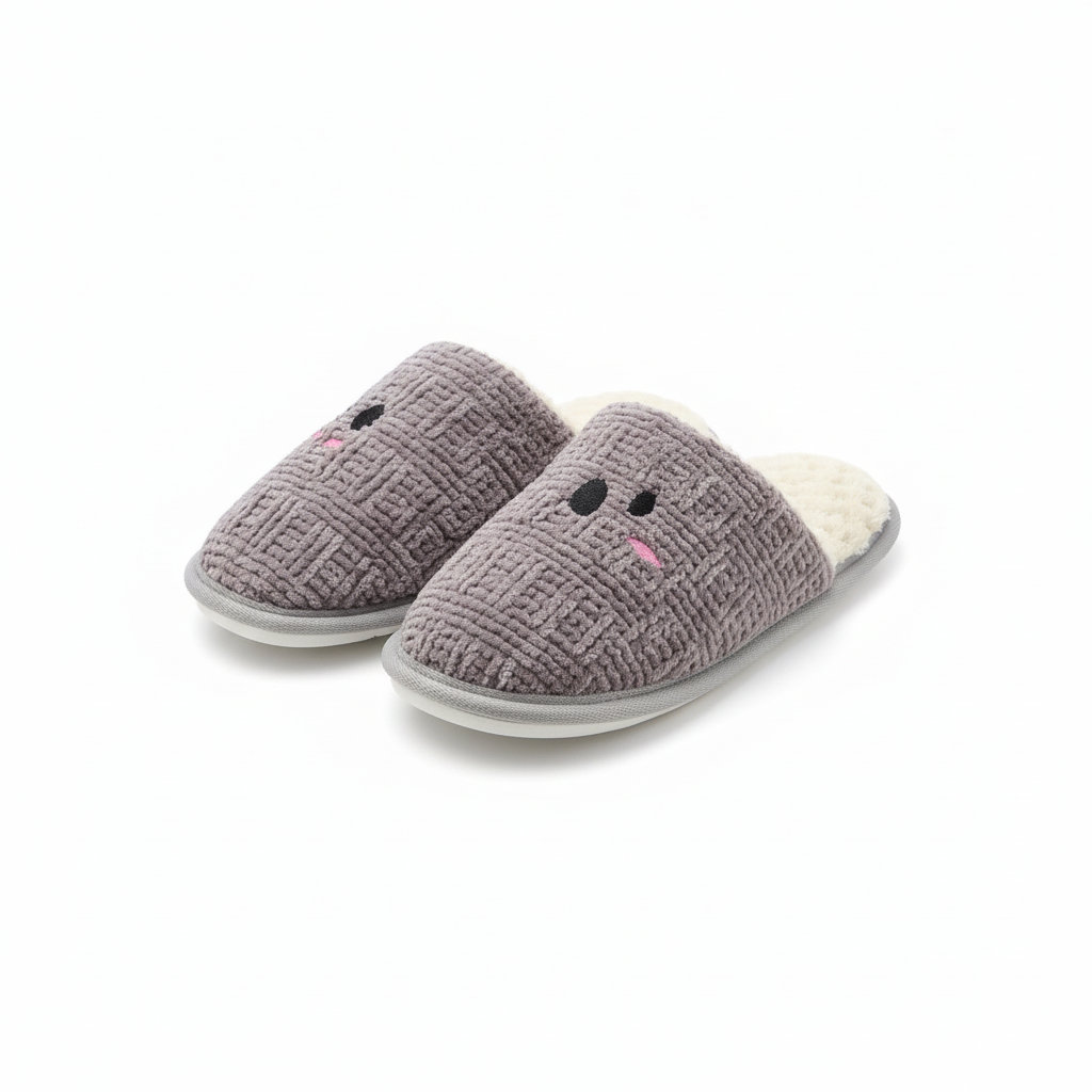 Interior view packshot - Pair of grey bunny slippers