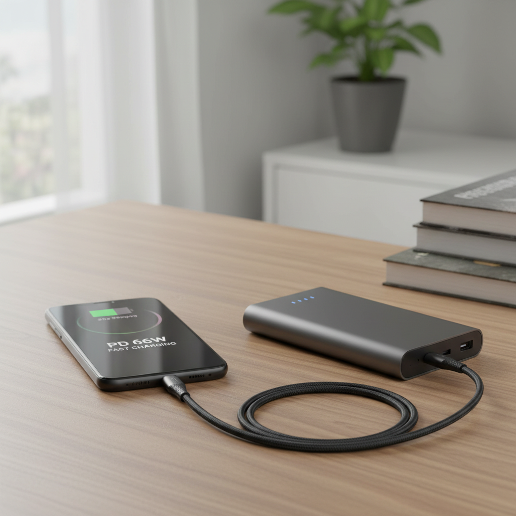LSring cable with powerbank lifestyle shot