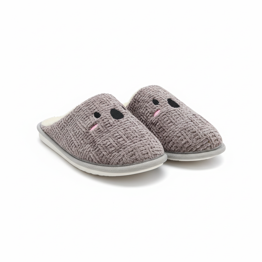 Packshot - Grey bunny face slippers