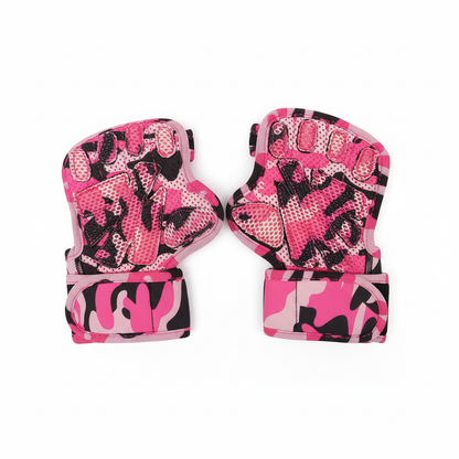 Pink camo gloves - palm view