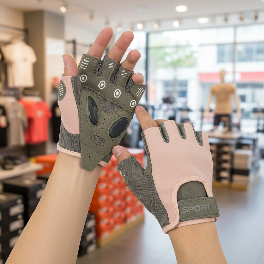 Pink & olive gloves lifestyle - worn on hands