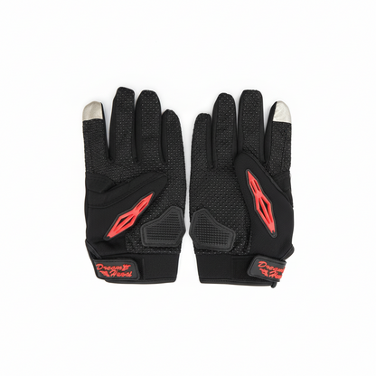 Professional packshot of red motorcycle gloves - palm view