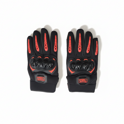 Professional packshot of red motorcycle gloves