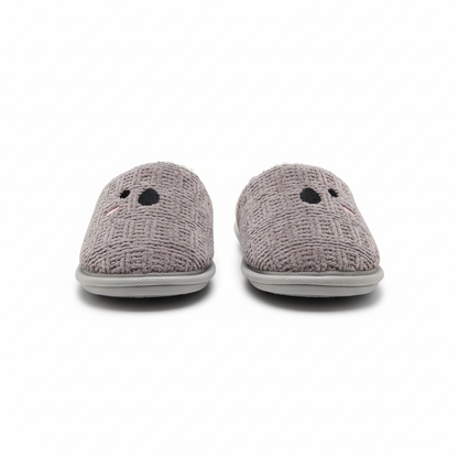 Side view packshot - Pair of grey bunny slippers