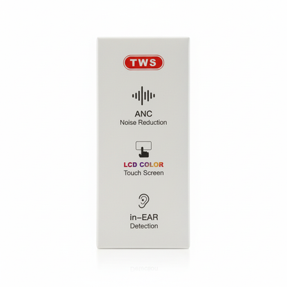 TWS Earbuds features panel with branding